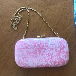 Lilly Pulitzer Hard shell clutch with gold strap